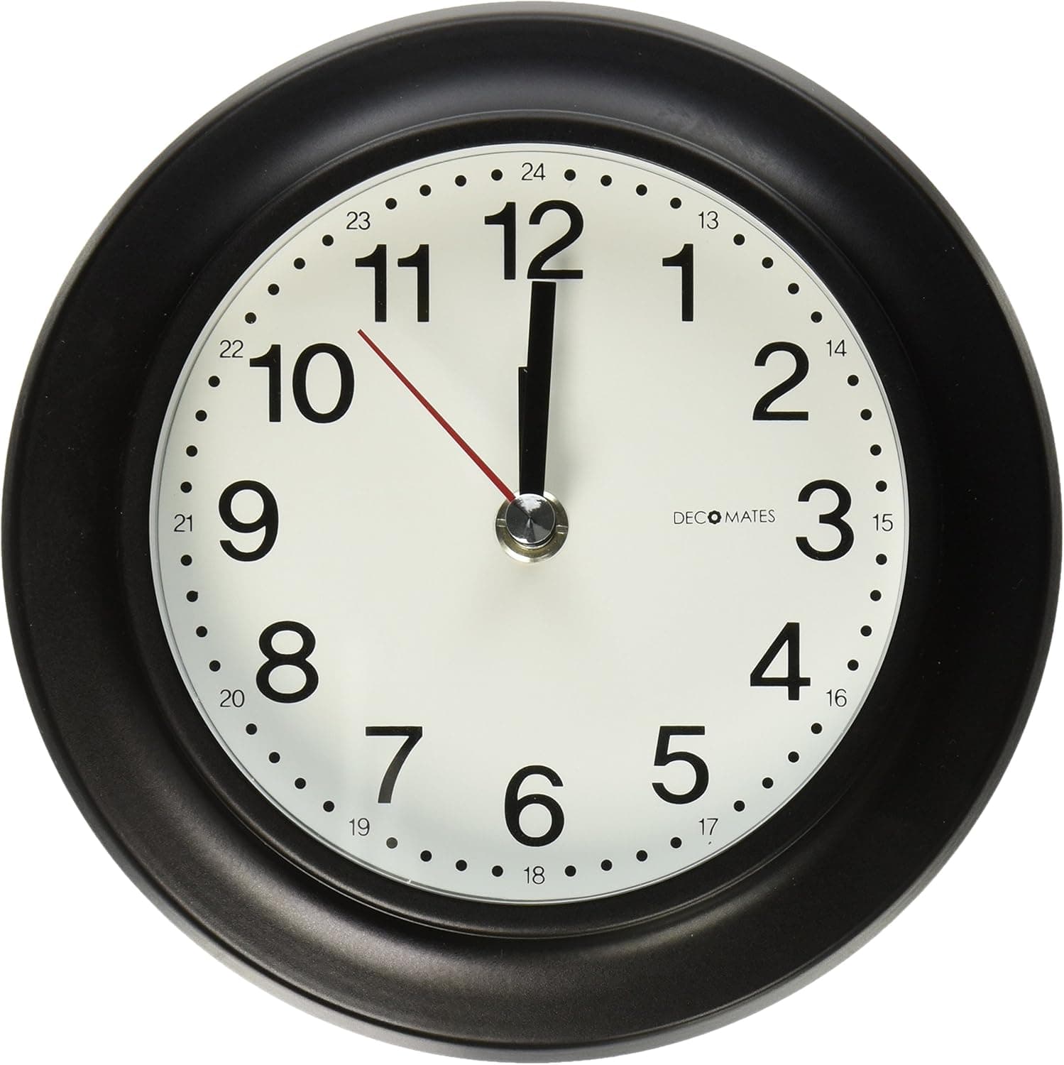 DecoMates Non-Ticking 24-Hour Silent Wall and Desk Clock, Black