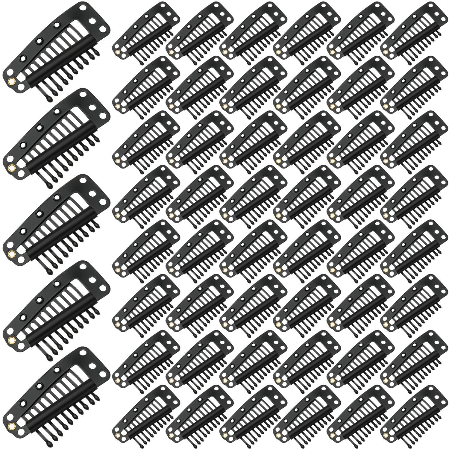 100 Pieces Wig Clips 10 Teeth Metal Clips Stainless Steel Snap Clips Combs Clips with Soft Rubber for Hair Extensions DIY