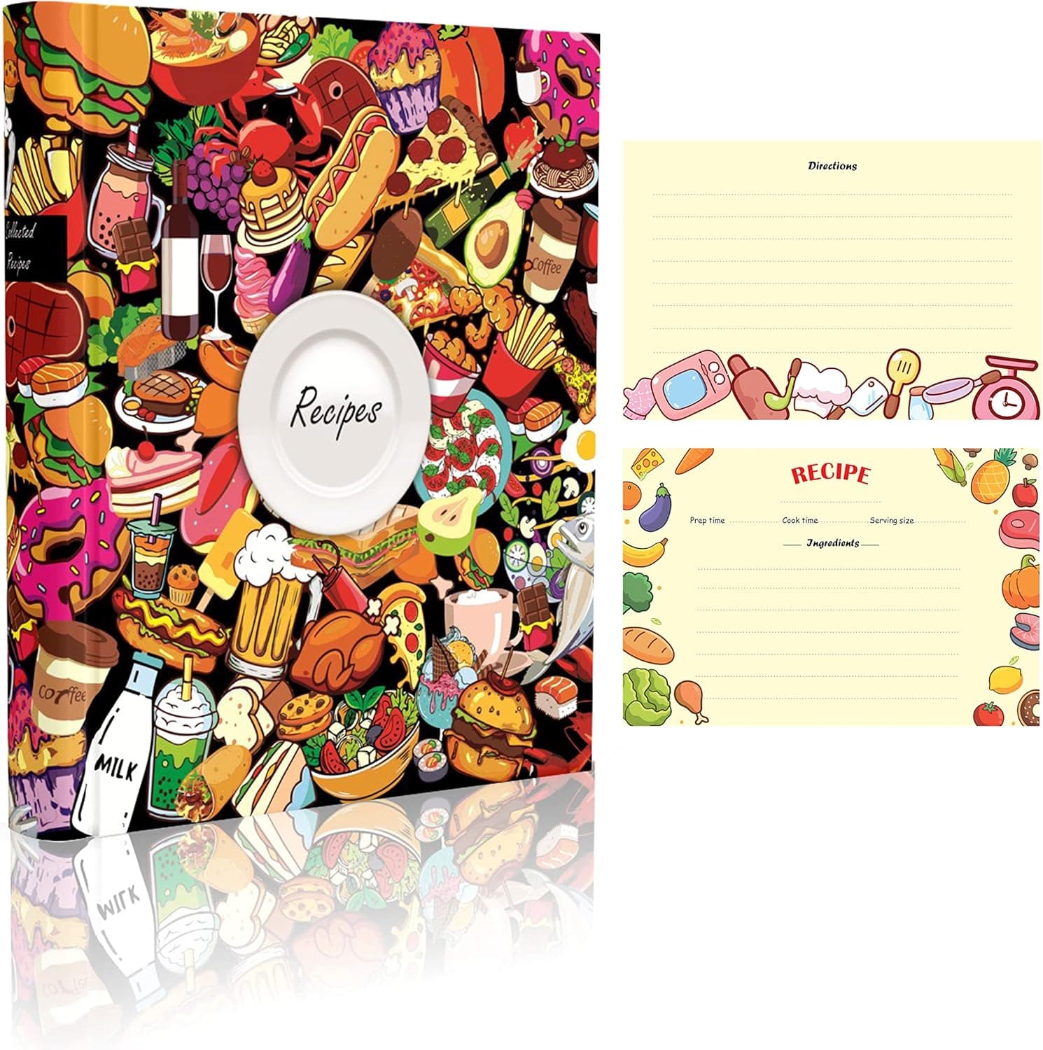 Recipe Binder 3 Ring Organizer Blank recipe book 8.5" x 9.5" with 50 blank recipes cards (4x6); Dividers and Page Protectors; recipe book to write in your own recipes