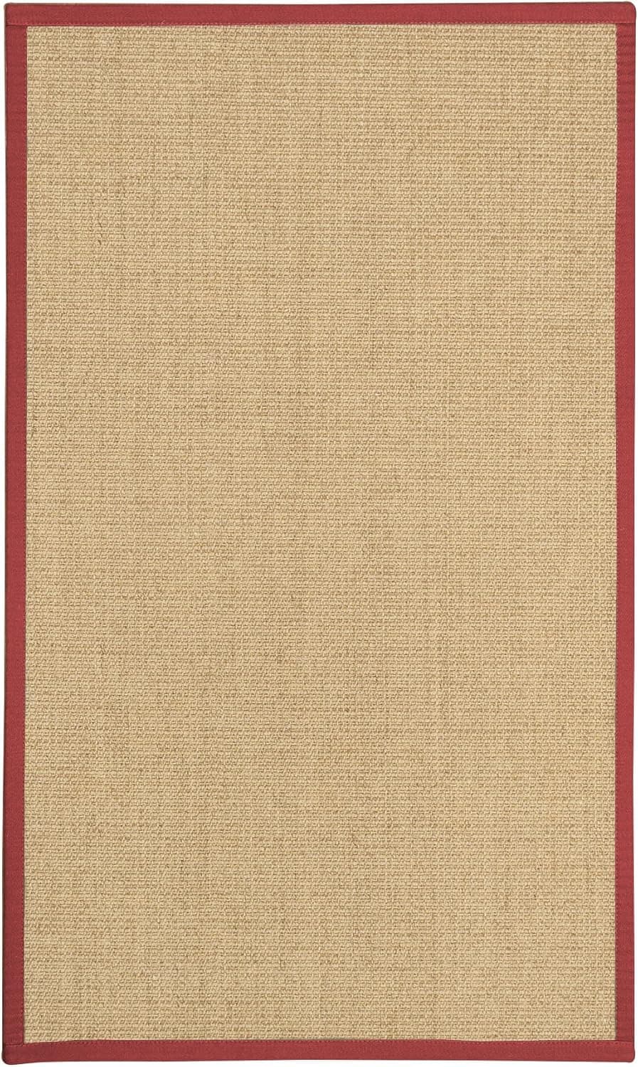 NaturalAreaRugs Largo Sisal Area Rug, Handmade in USA, 100 Percent Natural Sisal, Non-Slip Latex Backing, Durable, 5' by 8' Red Border