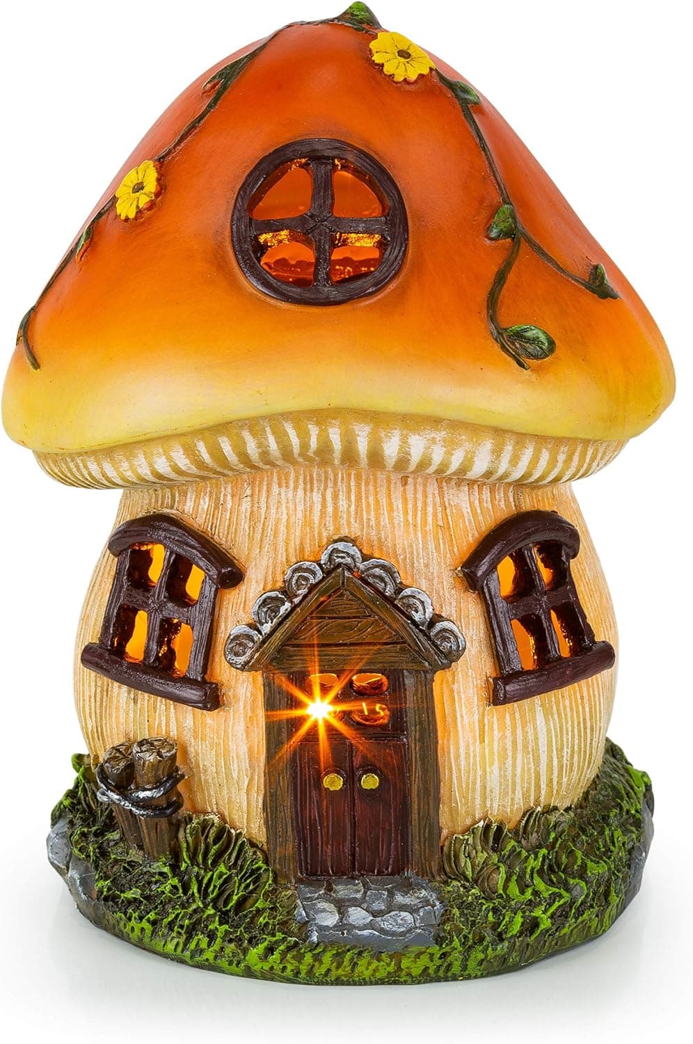 VP Home Mushroom Fairy House Solar Light for Home and Outdoor Decor Mushroom House Solar Powered Flickering LED Garden Light Fairy House Backyard Halloween Decoration