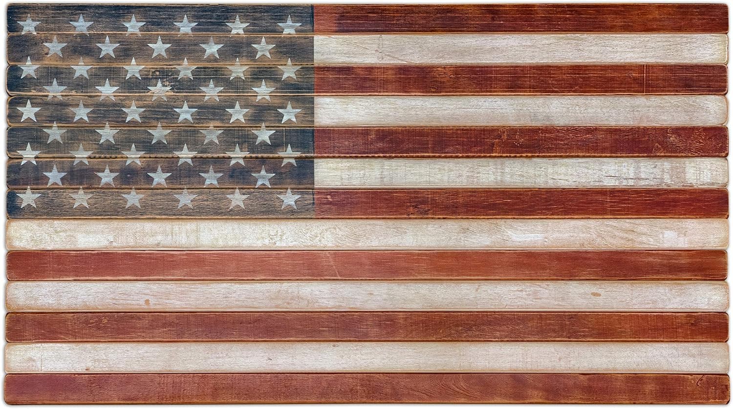 American Wooden United States Flag Wall Art (42" X 24"), Wood American Flag Decor - Made in the USA
