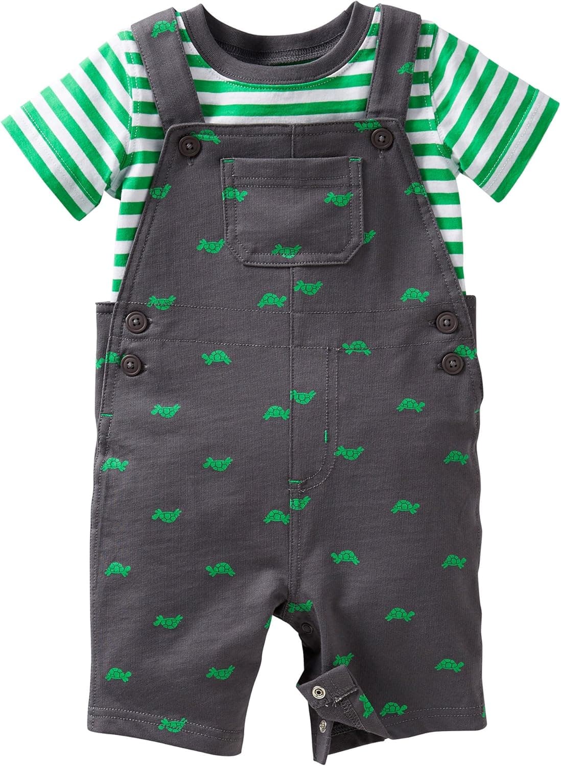 Carter's Baby Boy Turtle French Terry Shortall Set 9 Mo Green/Grey