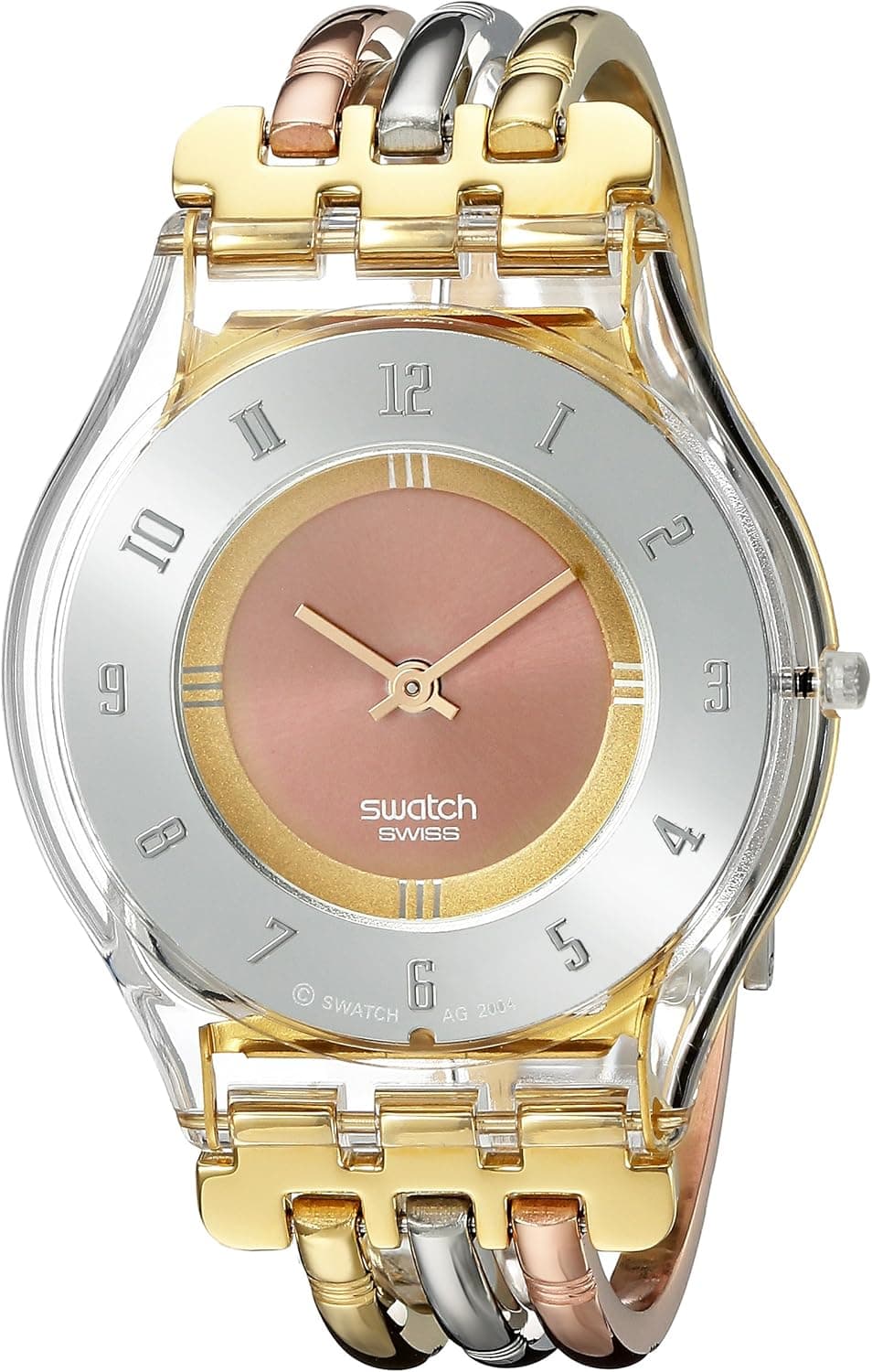 Swatch Women's SFK240B Quartz Stainless Steel Gray And Pink Dial Watch