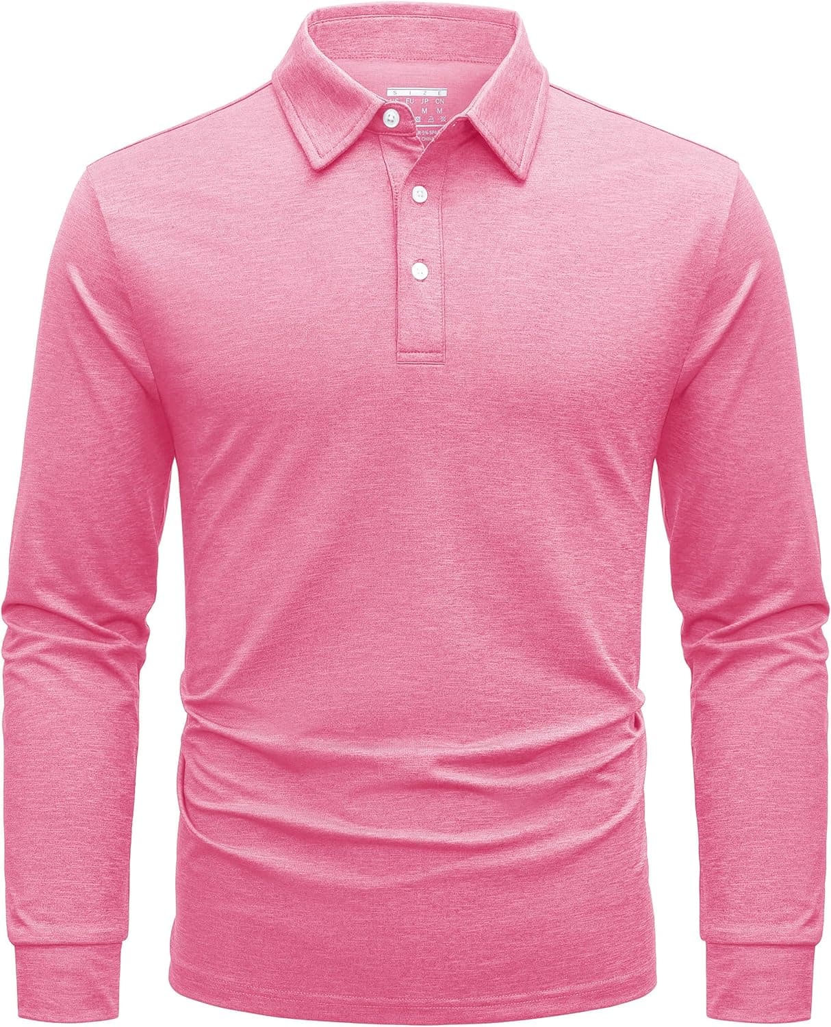 TACVASEN Men's Long Sleeve Polo Shirts Golf Casual Polos Collared Shirts with 3-Button Lightweight Tops Sports Outdoor