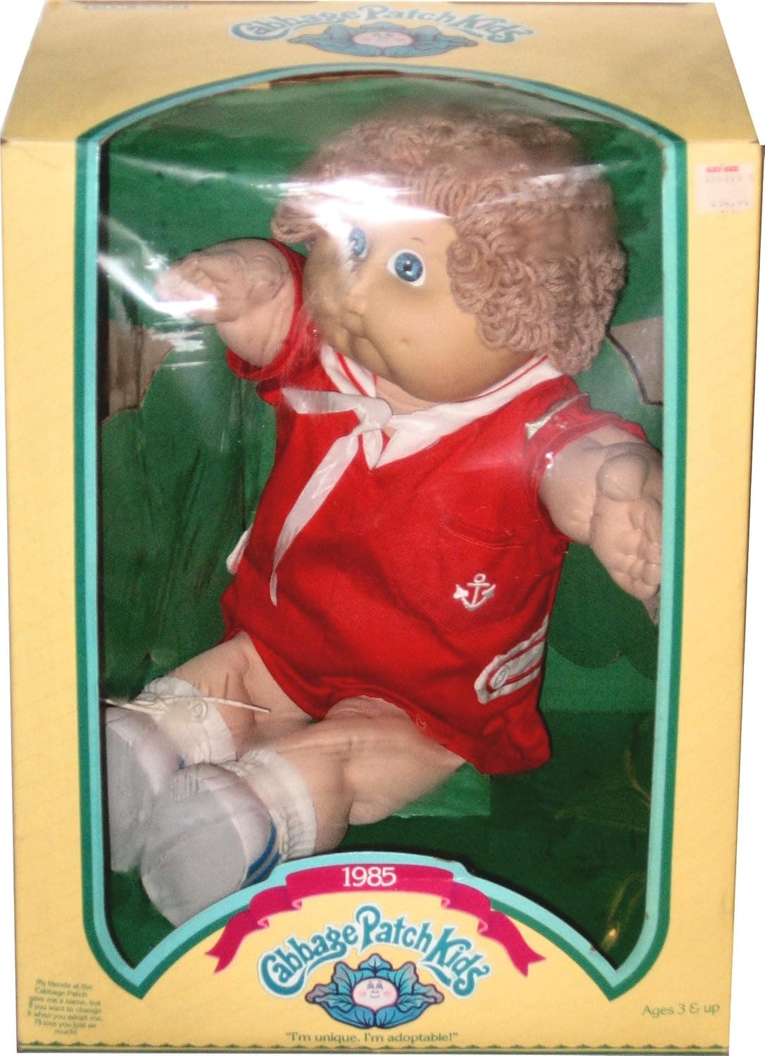 Vintage 1985 Cabbage Patch Kids One-of-a-kind Doll with Blond Yarn Hair & Red Sailor Suit