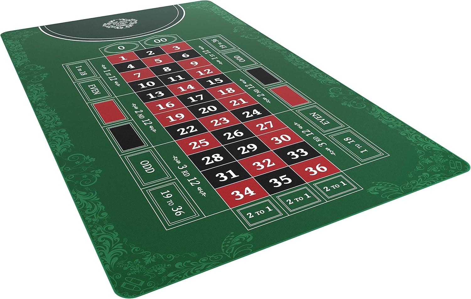 Bullets Playing Cards - Roulette Layout - Table Top Mat 60" x 35" - Deluxe Playing mat for Casino Night