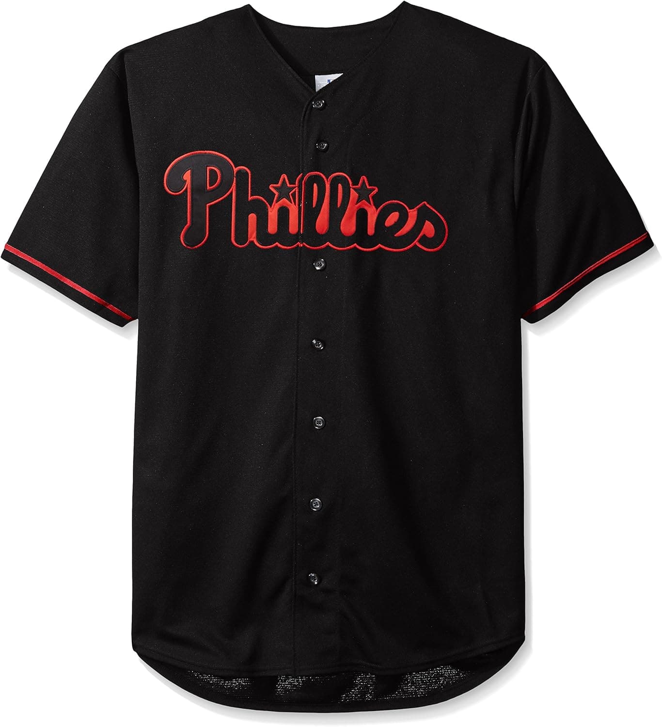 MLB Philadelphia Phillies Men's Short Sleeved Texture Replica Jersey with Pop Applique, 2X/Tall, Black