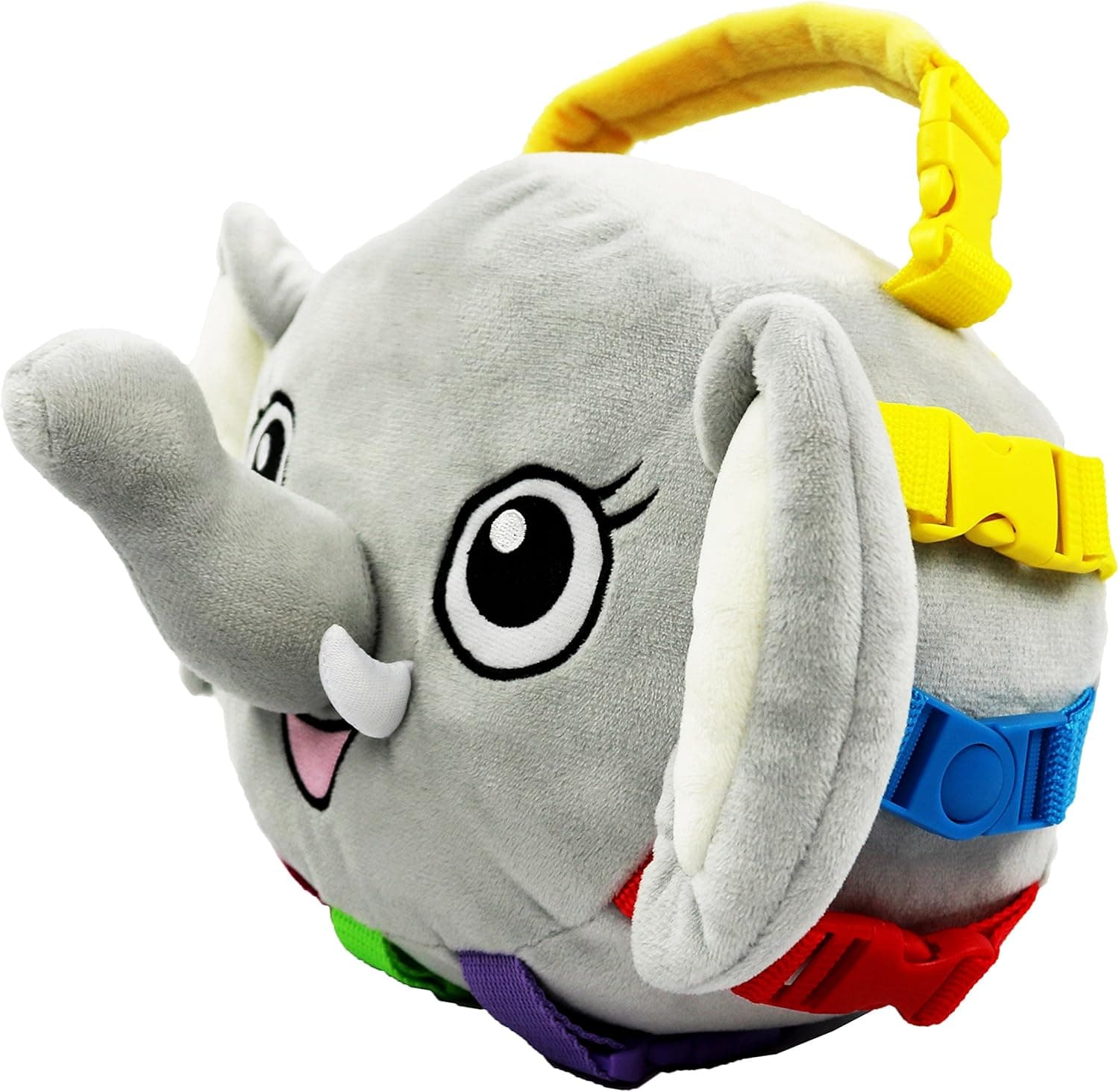 BUCKLE TOY "Bailey" Elephant - Toddler Early Learning Basic Life Skills Children's Plush Travel Activity