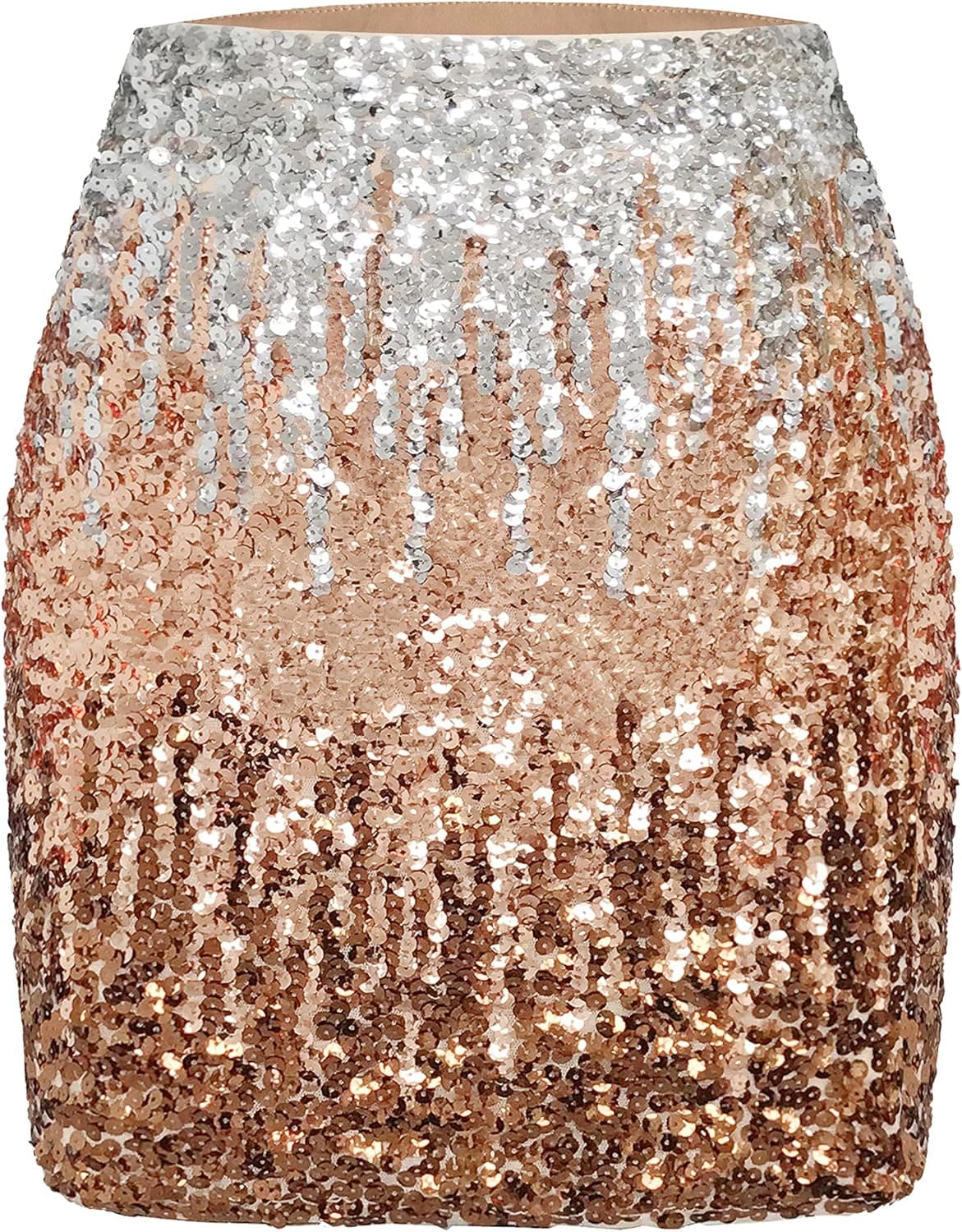 MANER Women's Sequin Skirt Sparkle Stretchy Bodycon Mini Skirts Night Out Party