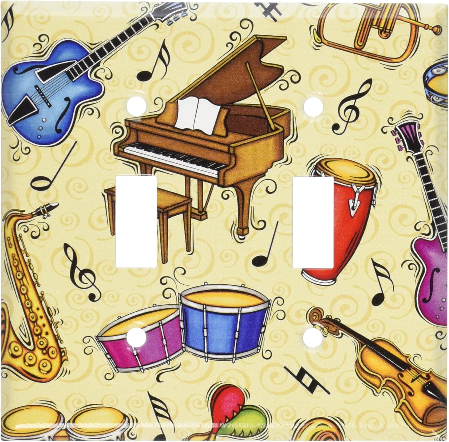 Art Plates - Musical Instruments Switch Plate - Double Toggle