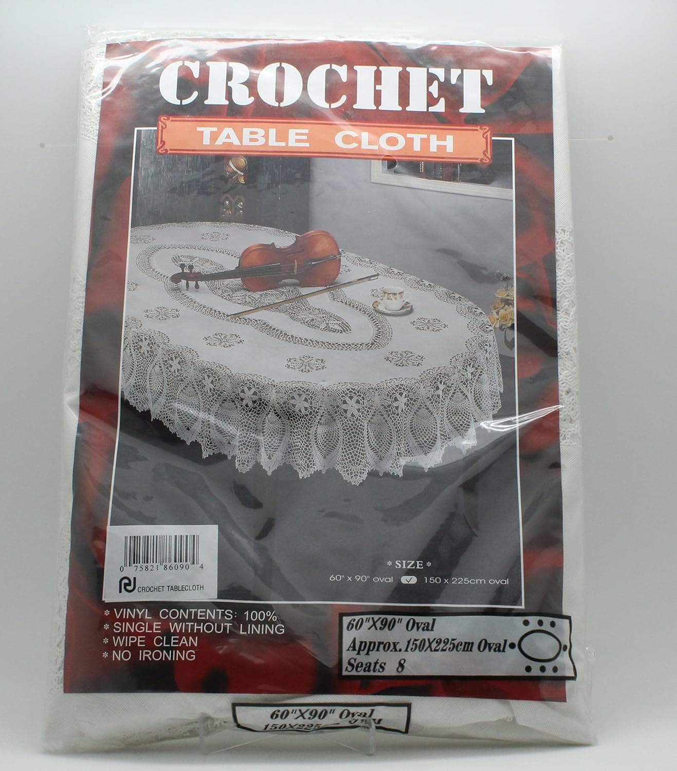 Crochet Vinyl Tablecloth (60" x 90" Oval)