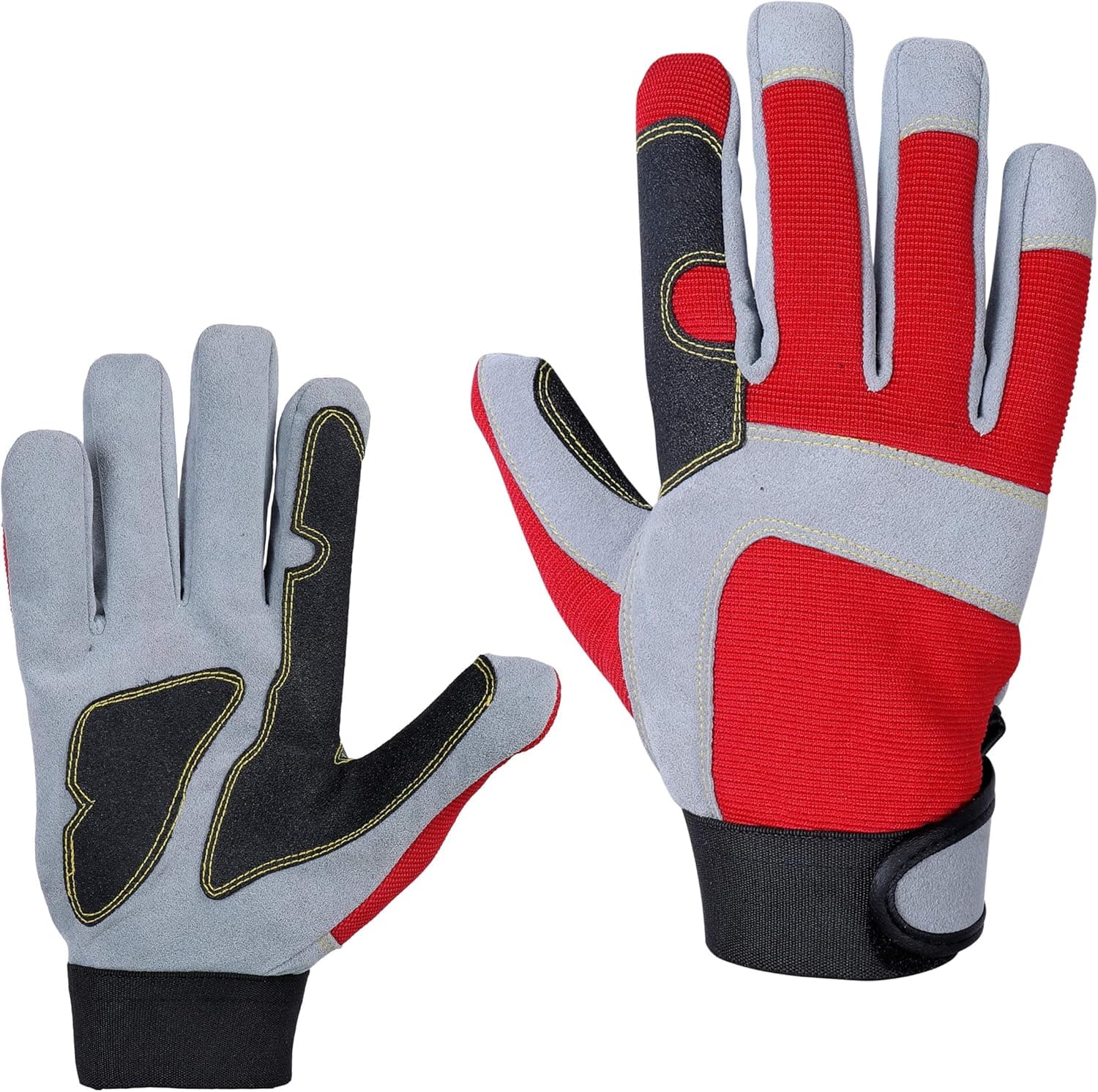 Custom Design Flex Grip Mechanic Work Gloves, Tough, Stretchable, Breathable, Perfect Grip (Large)