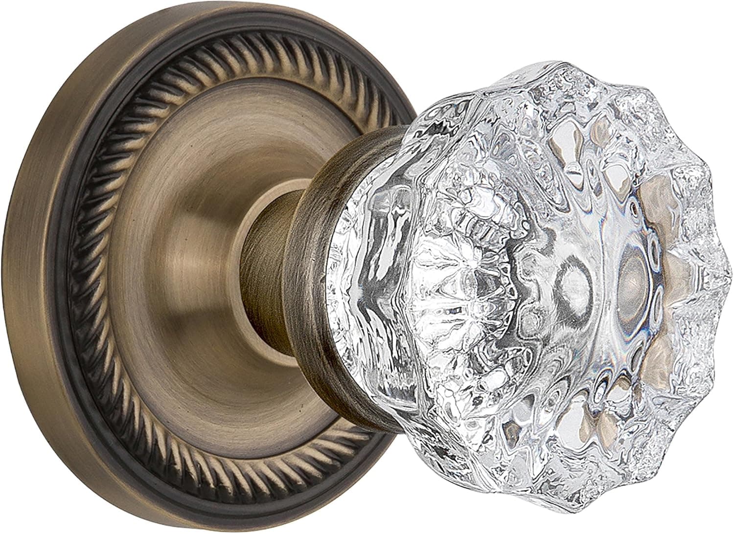 Nostalgic Warehouse Rope Rosette with Crystal Glass Knob