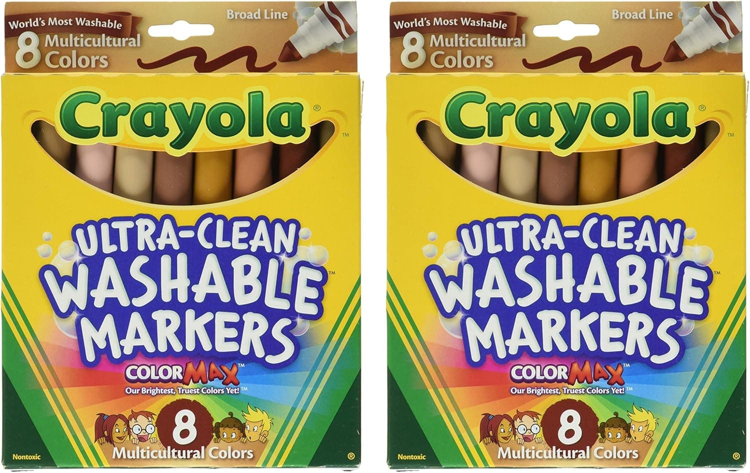 Crayola Washable Multicultural Colors Conical Tip Markers 8 Count - 2 Packs
