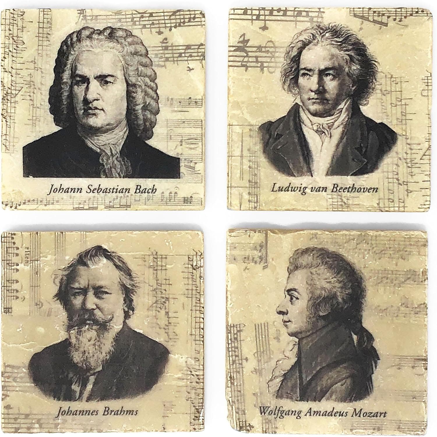 Studio Vertu Composers Marble Coasters, Set of 4