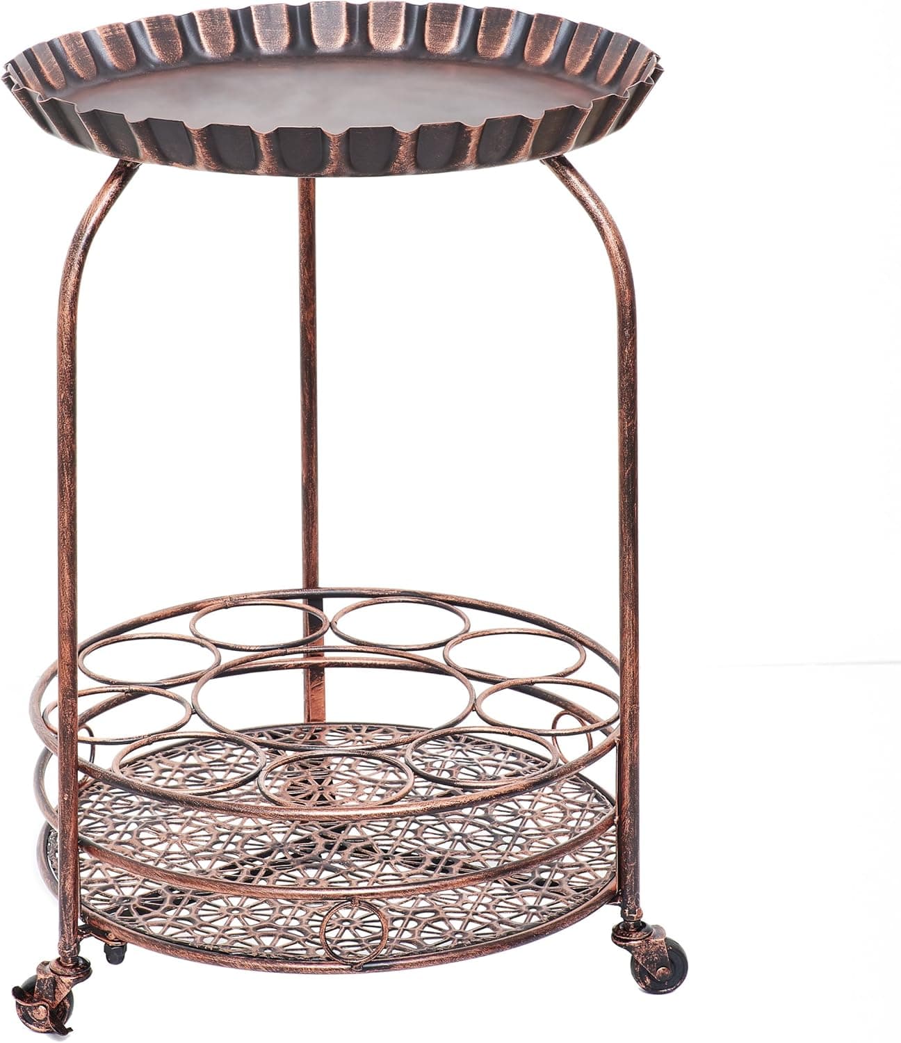 Old Dutch 615BC Pop Wine and Serving Cart, 17" x 17" x 25.5", Antique Copper