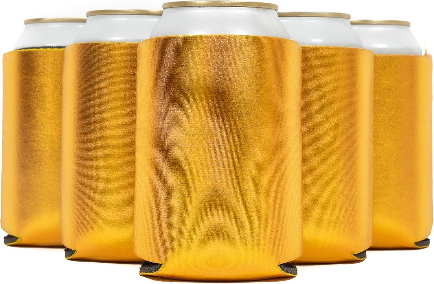 QualityPerfection 12 Beer Can Coolers Sleeves, Collapsible Bottle, Soda Holder | Insulated Coolies for Personalized HTV | Perfect For DIY Projects, Holidays, Events(12, Metallic Gold)