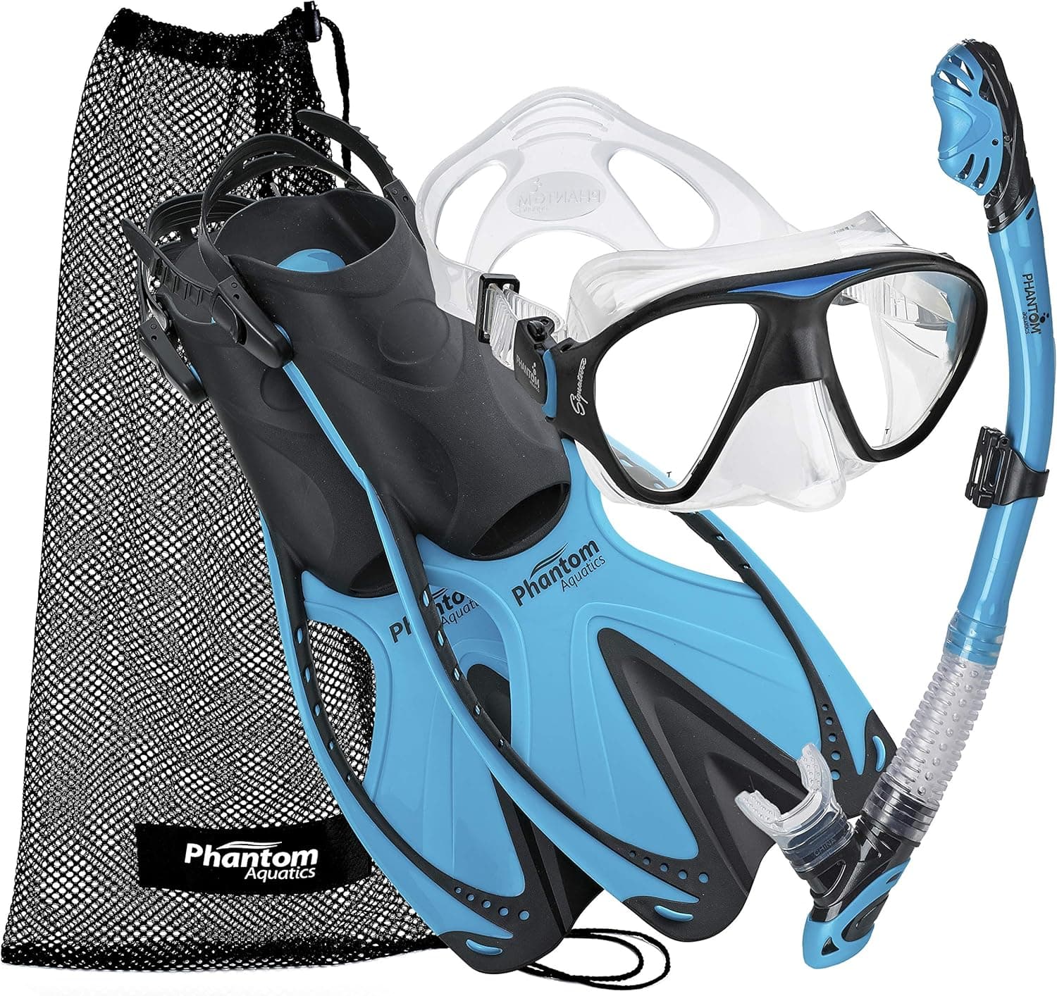 Rapido Boutique Collection Mask Fin Snorkel Set, Panoramic View Snorkel Mask, Dry Snorkel Set with Snorkeling Gear Bag
