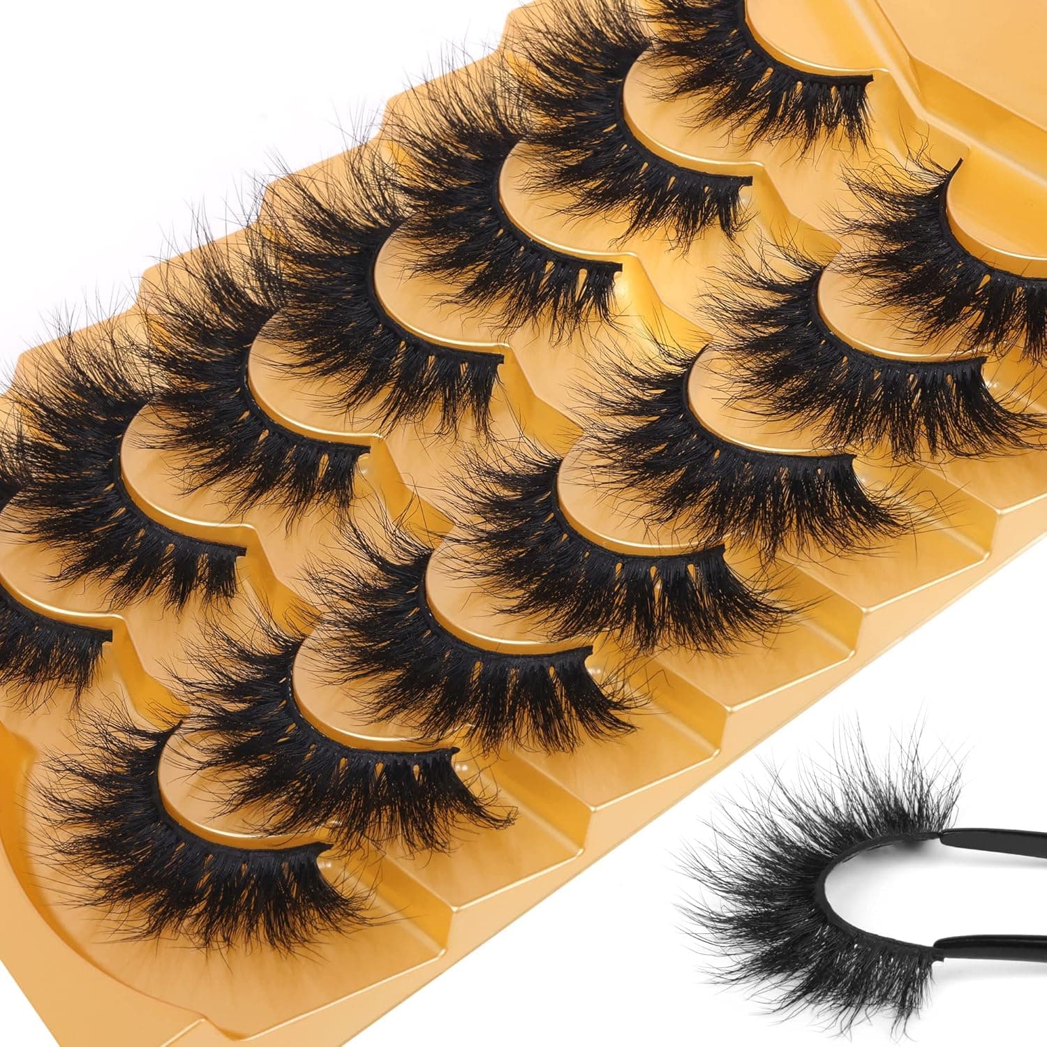 JIMIRE Mink Fluffy Lashes Cat Eye Volume Full False Eyelashes Dramatic Natural Look Soft Wispy Thick Bushy Soft 20MM Vegan Fake Lashes Look Like Eyelash Extensions 7 Pairs Pack