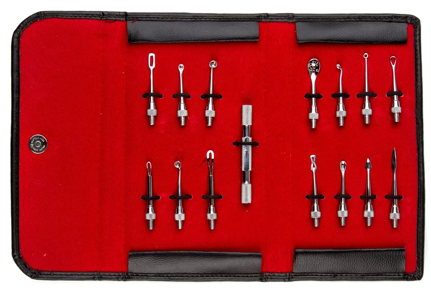 Princess Care 15pc Blackhead Remover Kit w leather case (1 handle 14 Tips) - 420 Stainles Steel, USA