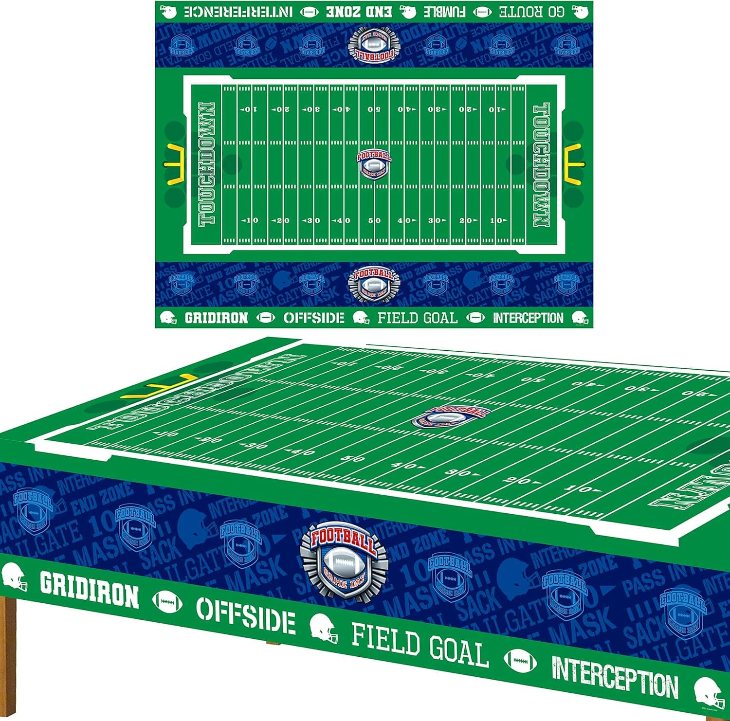 Treasures Gifted Football Tablecloth - Pack of 1 Football Table Cloths for Parties 54 x 108 Inches - Tailgate Football Party Decorations - Football Party Supplies - Football Decorations for Party