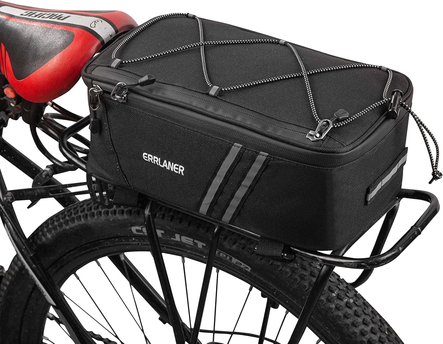 ERRLANER Bicycle Rack Rear Carrier Bag Insulated Trunk Cooler 7L Large Capacity Storage Luggage Pouch Reflective MTB Bike Pannier Shoulder Bag with Rain Cover