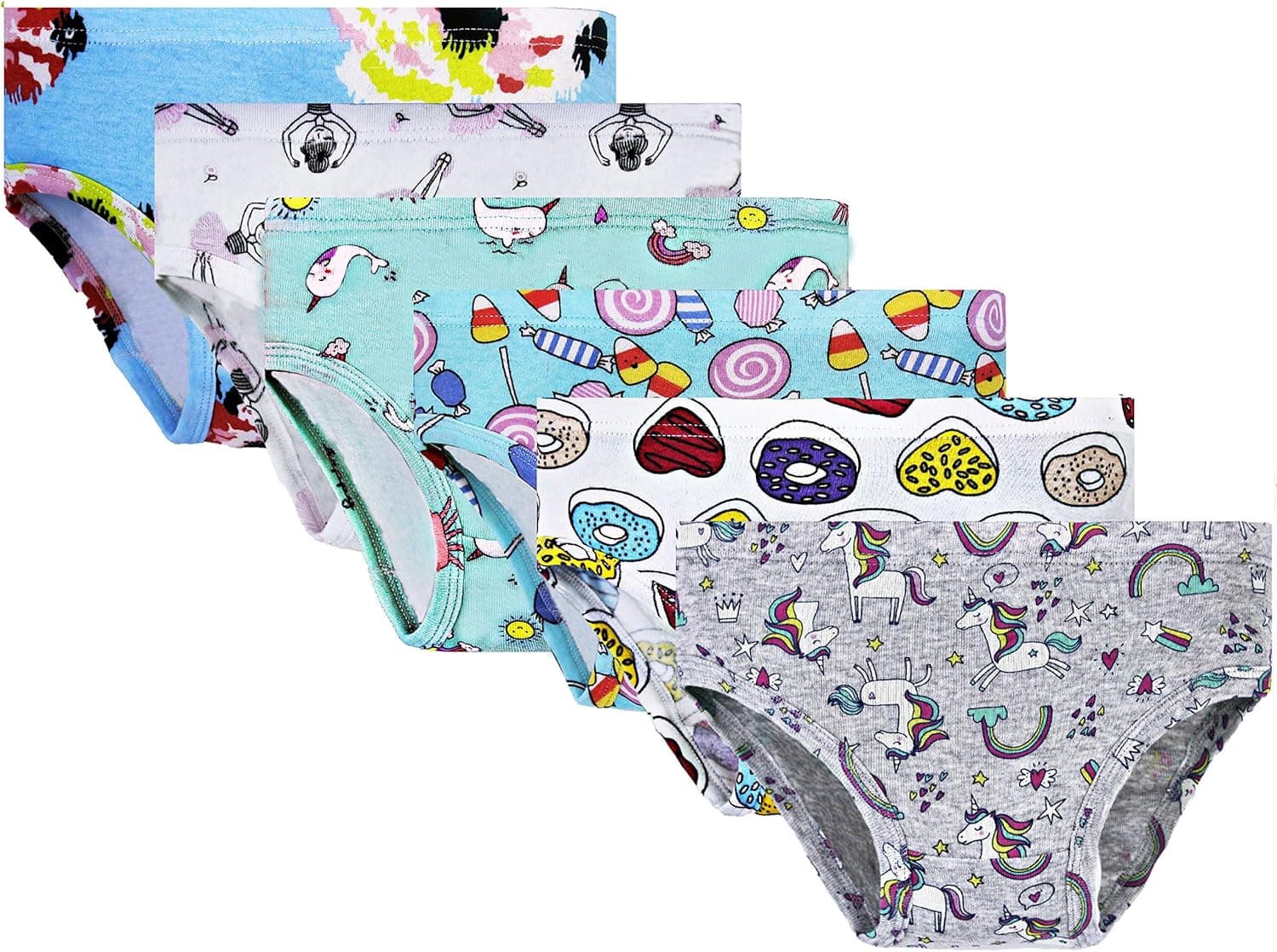 Girls Underwear 6-Pack Bulk 100% Cotton Panties Soft Hipster Boyshort Kids Series Age 2-8