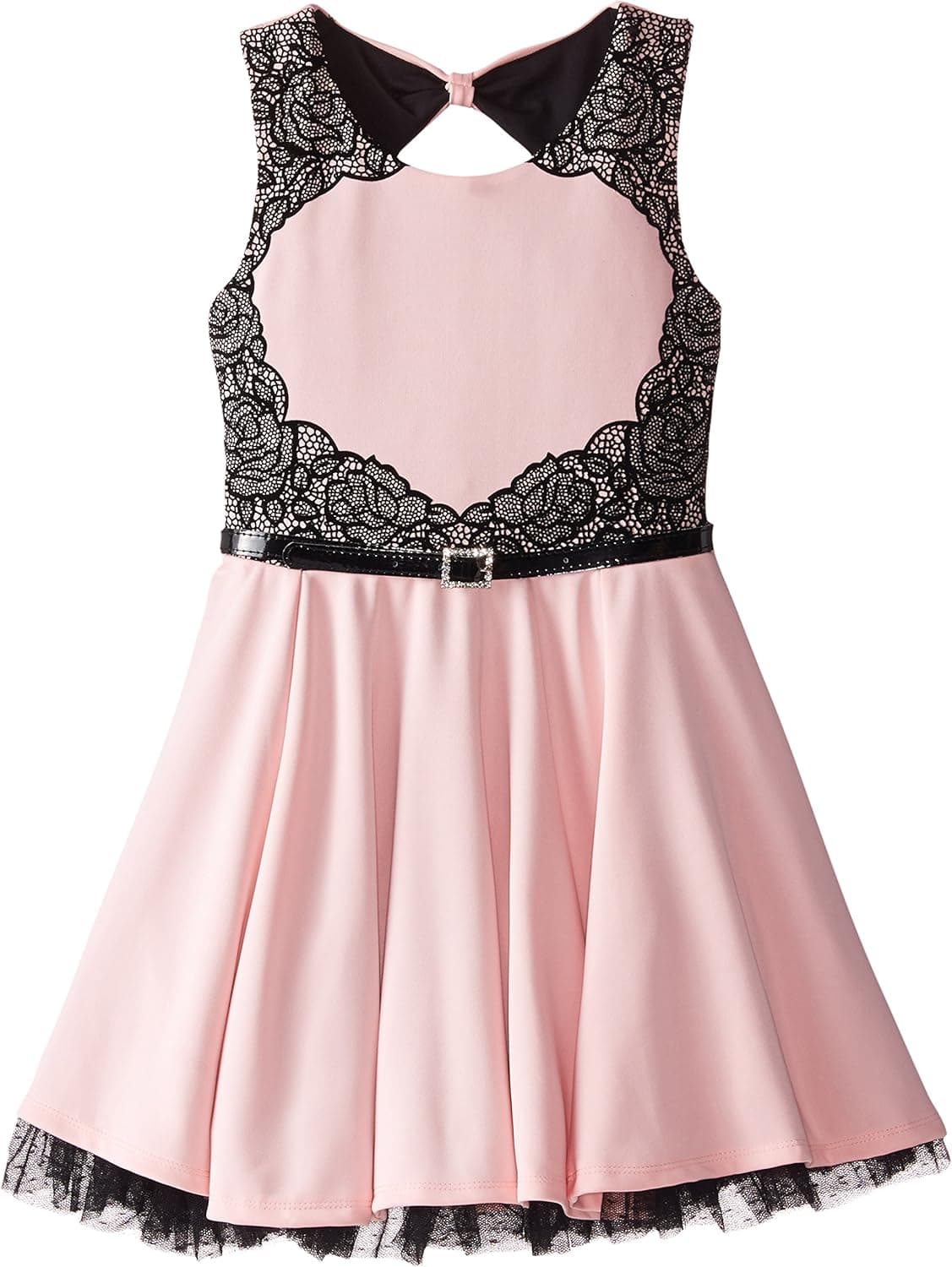 Beautees Girls' Dress with Printed Lace Bodice Border
