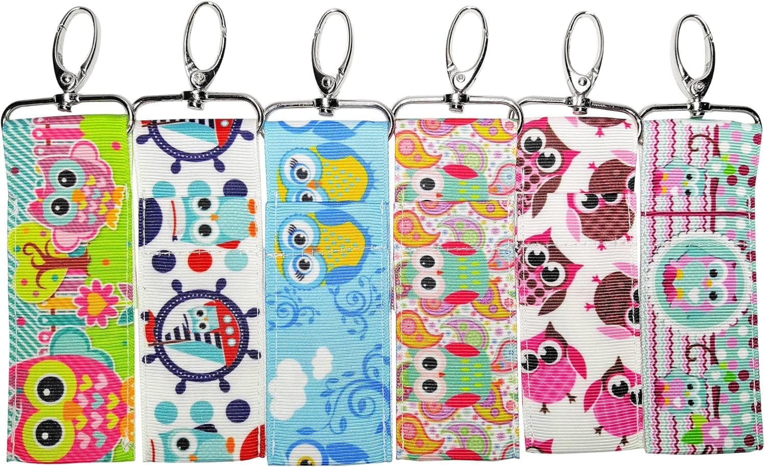 Lip Balm Essential Oils Holder Carrier Clip-Set Of 6 Key Chains (Owl Mix)