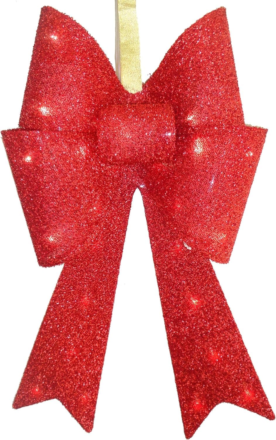 National Tree 20 Inch Red Tinsel Bow with 13 Warm White LED Lights (MZBO-20RL-B1)
