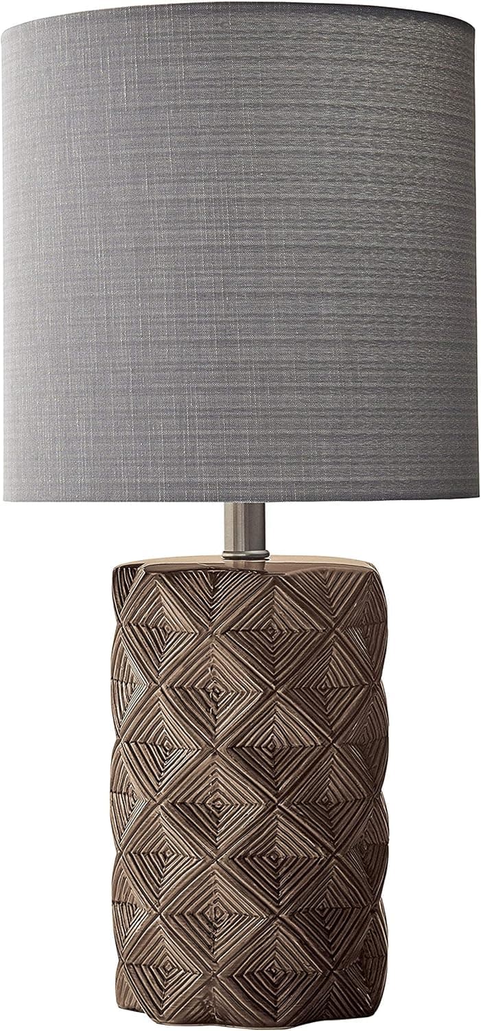 Amazon Brand – Rivet Modern Ceramic Table Lamp with Geometric-Patterned Base, 22.75"H, Taupe