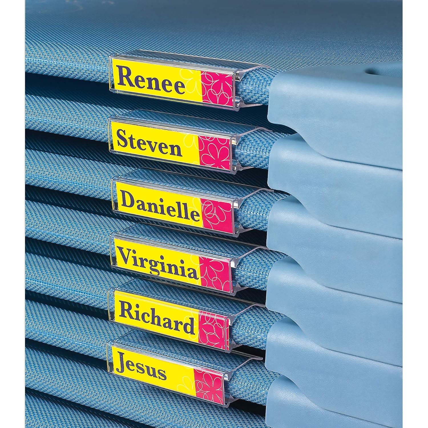 Children's Factory, Angeles Name Clips for Cots, 5 Pack, AFB5741, Plastic Name Tags for Kids & Toddlers, Classroom and Daycare Rest Cot Identifiers