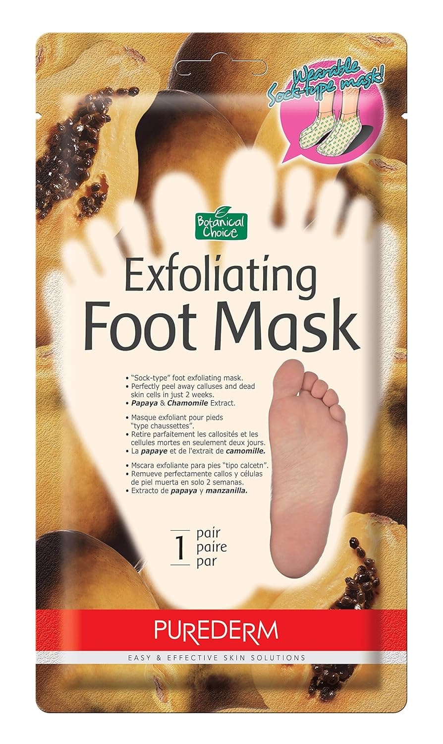 Purederm Exfoliating Foot Mask - Peels Away Calluses and Dead Skin in 2 Weeks! (10 Pack (10 Treatments), Regular)