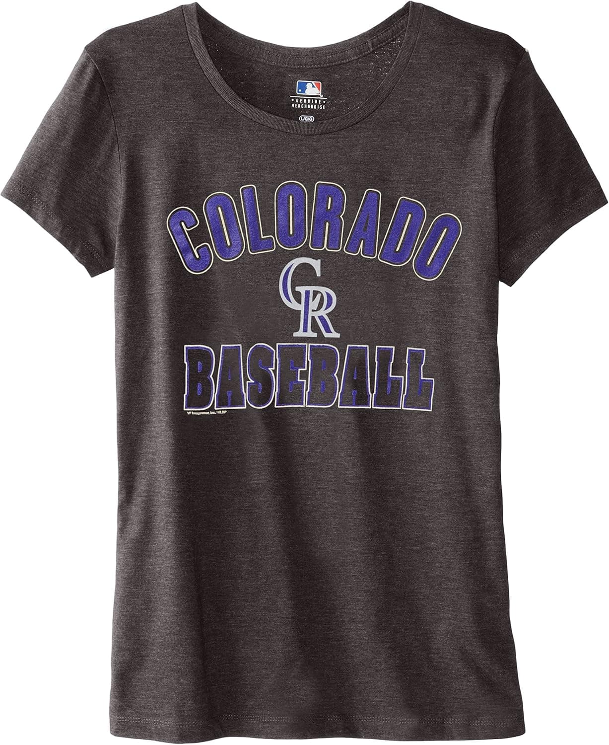 MLB Colorado Rockies Women's 59M Tee, Charcoal Heather, Large