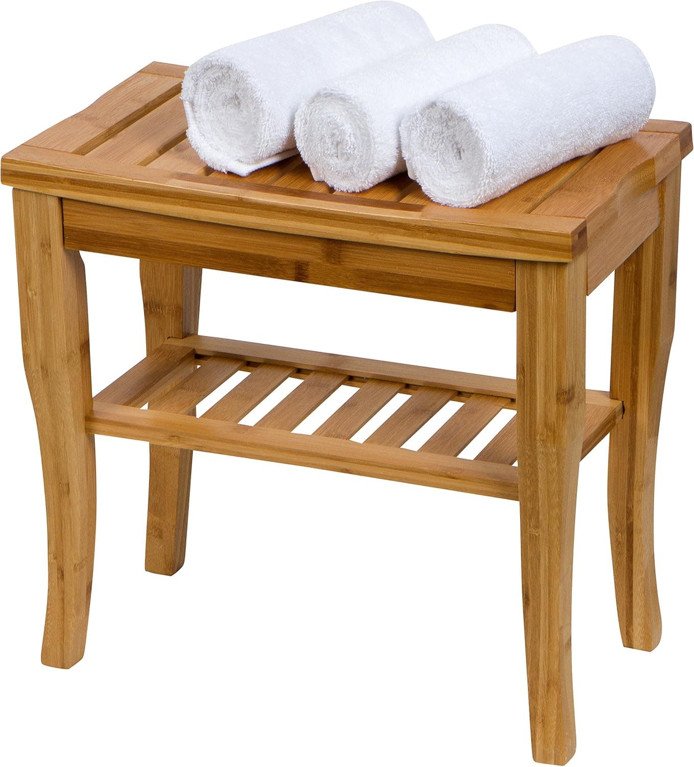 Trademark Innovations 17.7 Inch Bamboo Wood Shower Bench and Stool