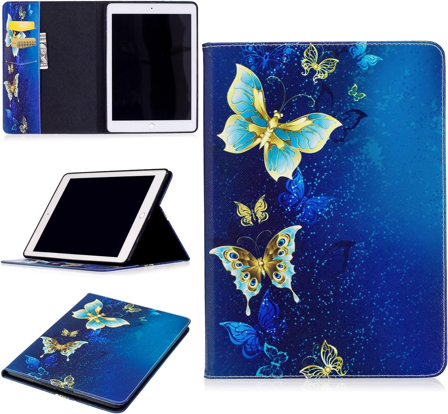 New iPad 9.7 2018/2017 Case - Ratesell Ultra Slim Lightweight Smart Shell Standing Cover for Apple 9.7 inch New iPad 2017 [A1822, A1823], Also Fits iPad Air 2013 [A1474,A1475,A1476] Gold Butterfly