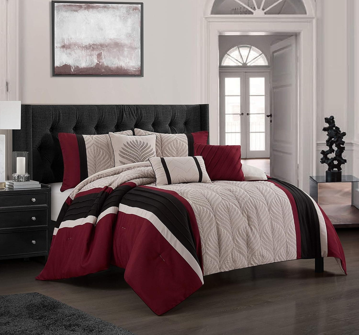 Stratford Park Warm 6-Piece Comforter Set, Red, King Size, All Season Bedding Set