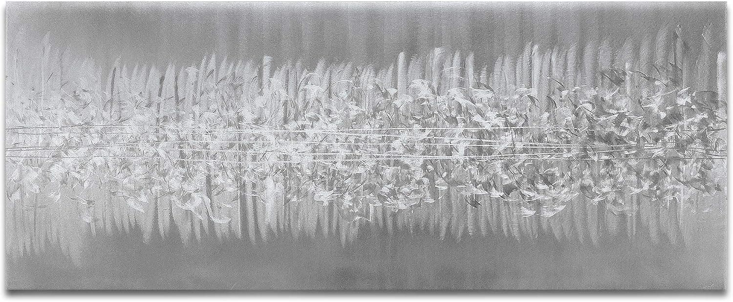 Original Abstract Art 'Static Silver 48' by Helena Martin - Metallic Electricity Piece Contemporary Wall Decor on Ground Metal