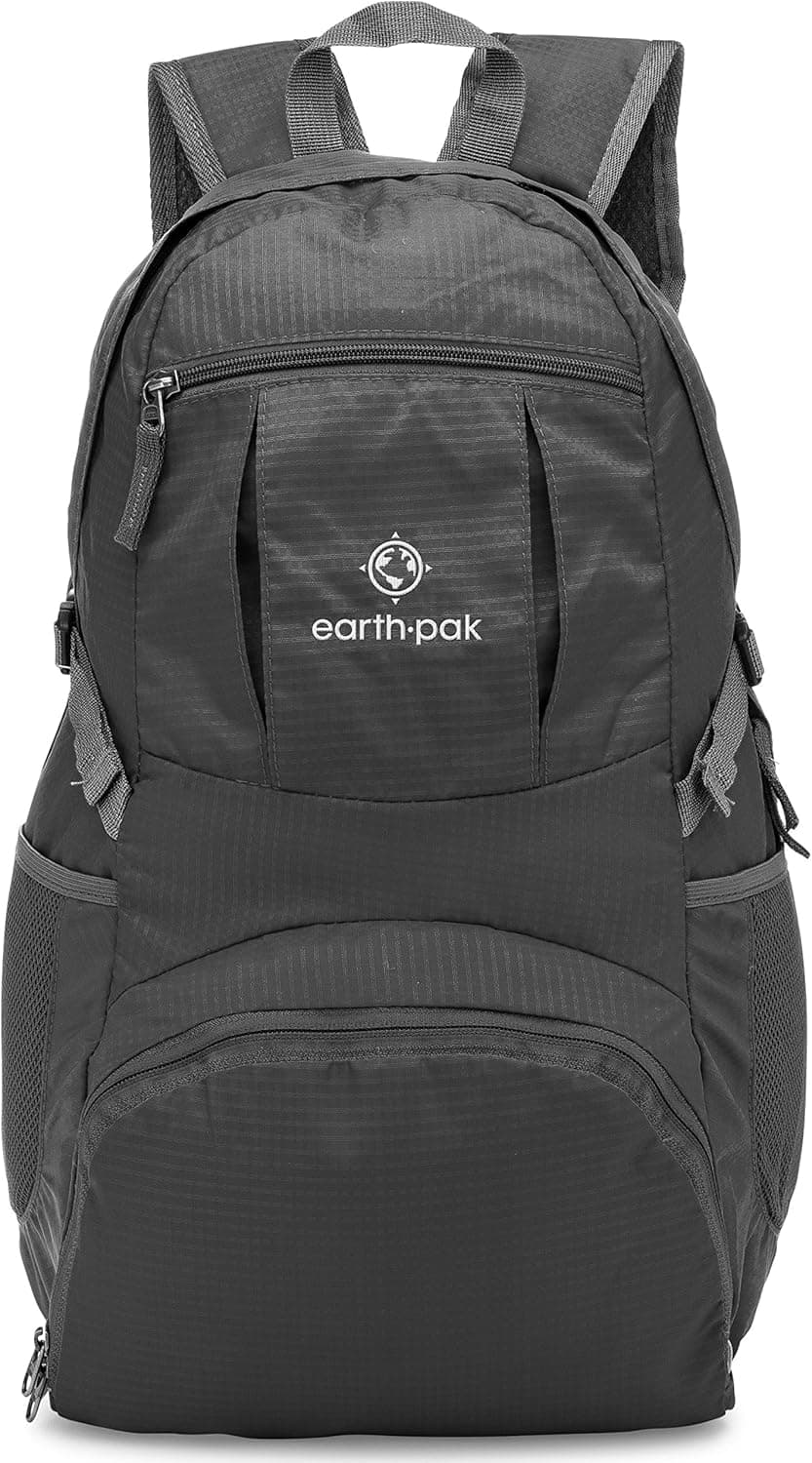 Earth Pak Backpack - Foldable Day Pack for All Your Daily Activities from School to Travel, Camping, Hiking - Carry On Backpack for Men, Women - Holds Durable, Lightweight