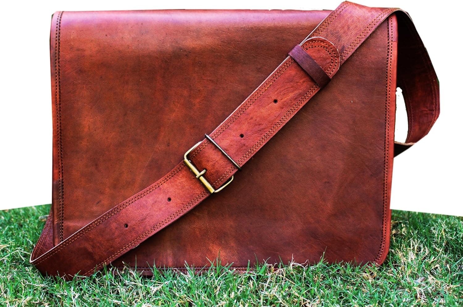 HLC Leather Full Flap Messenger Handmade Bag Laptop Bag Messenger Bag Satchel Bag