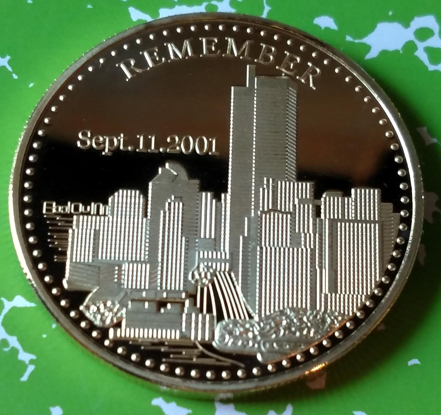 USA Remember 9/11 Military Gold Plated Challenge Art Coin