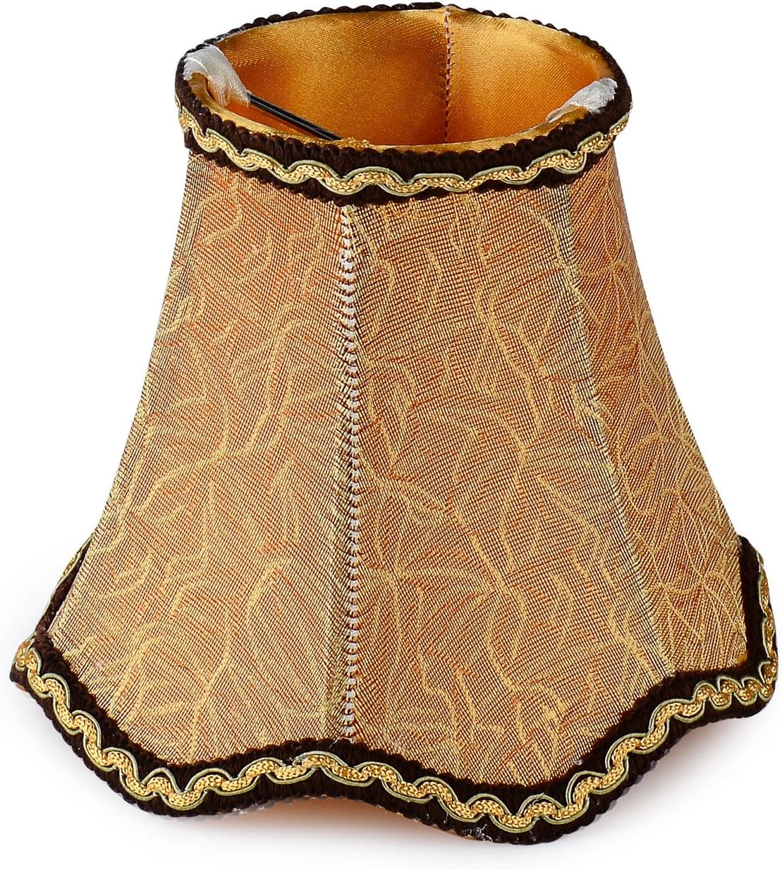 Cleeacc Wave Design Lamp Shade Handmade Fabric Classic Style Lampshade Small Clip On for Table Lamp Chandelier Candle Wall Unique Lamp Cover Cloth (3x5x4.7in) Lighting Accessories Bronze Flower