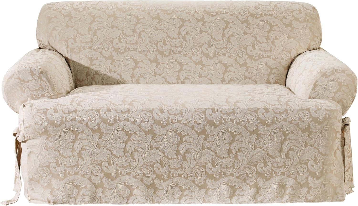 SureFit Scroll T-Cushion - Sofa Slipcover - Champagne (SF28788)