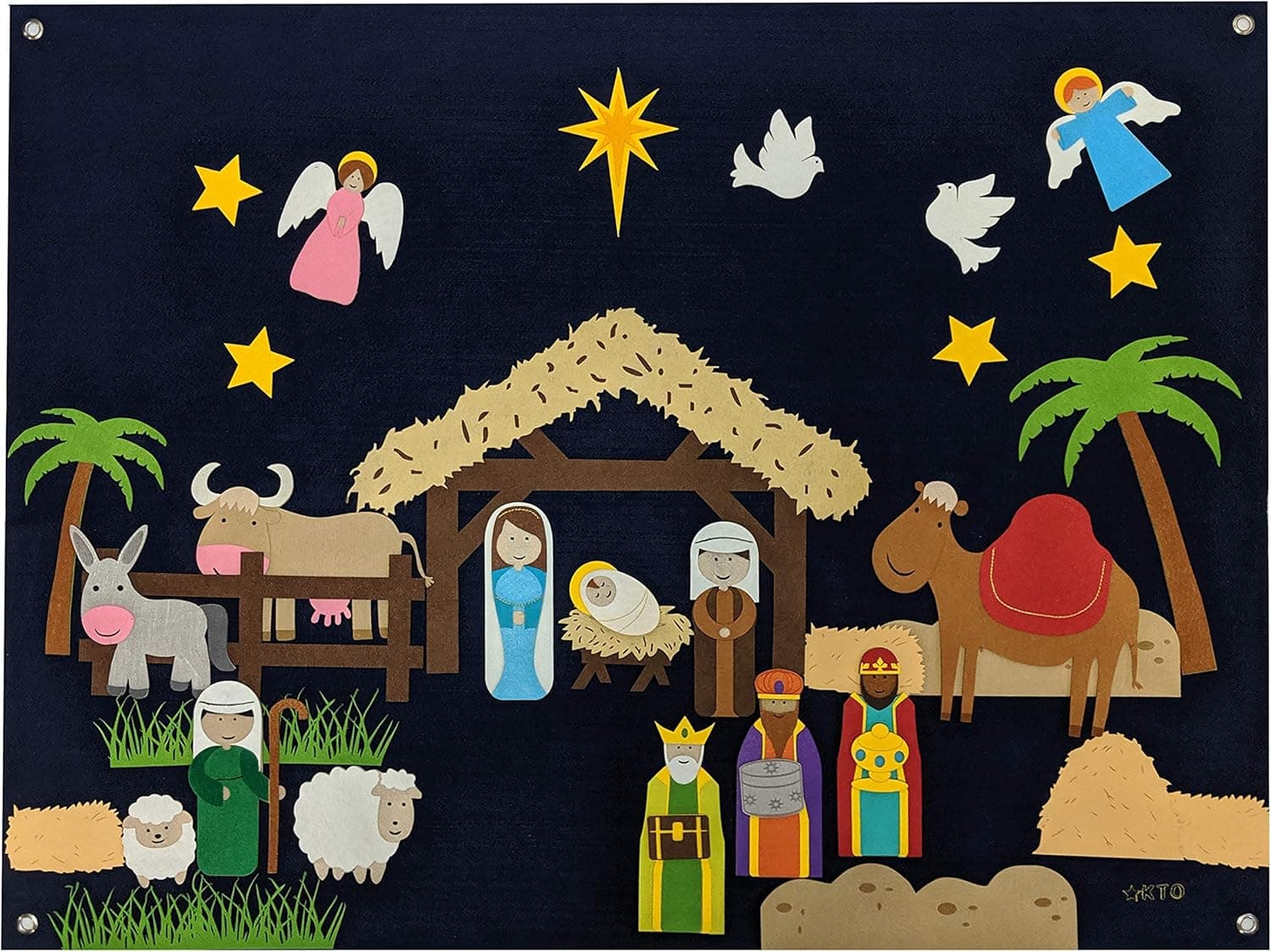 Nativity Felt Flannel Board Deluxe Set Giant 3.5 Ft Wall Hanging Interactive Play Kit Montessori Religious Teacher Aide
