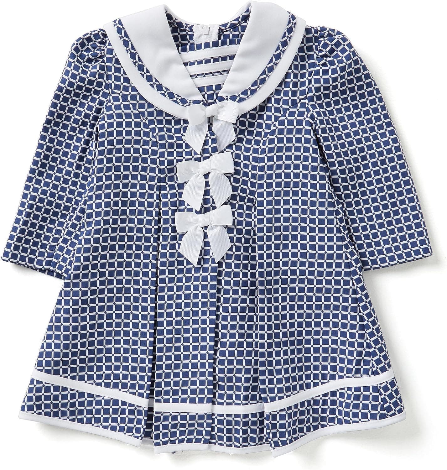 Bonnie Jean Girls' Check Jacquard Sailor Dress and Coat Set