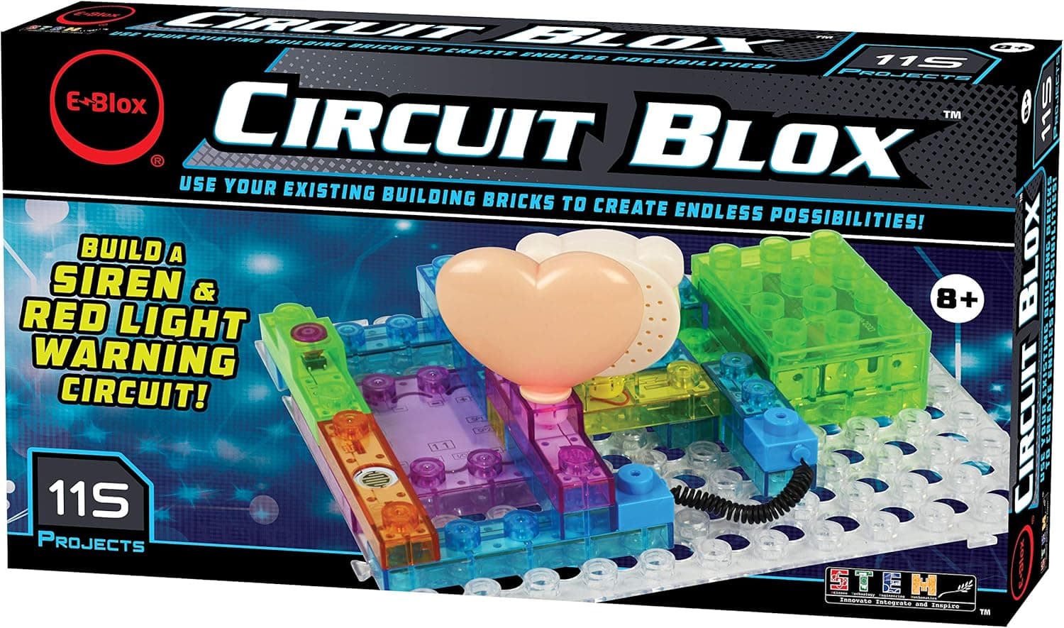 E-Blox Circuit Blox Builder - 115 Projects Circuit Board Building Blocks Toys Set for Kids Ages 8+