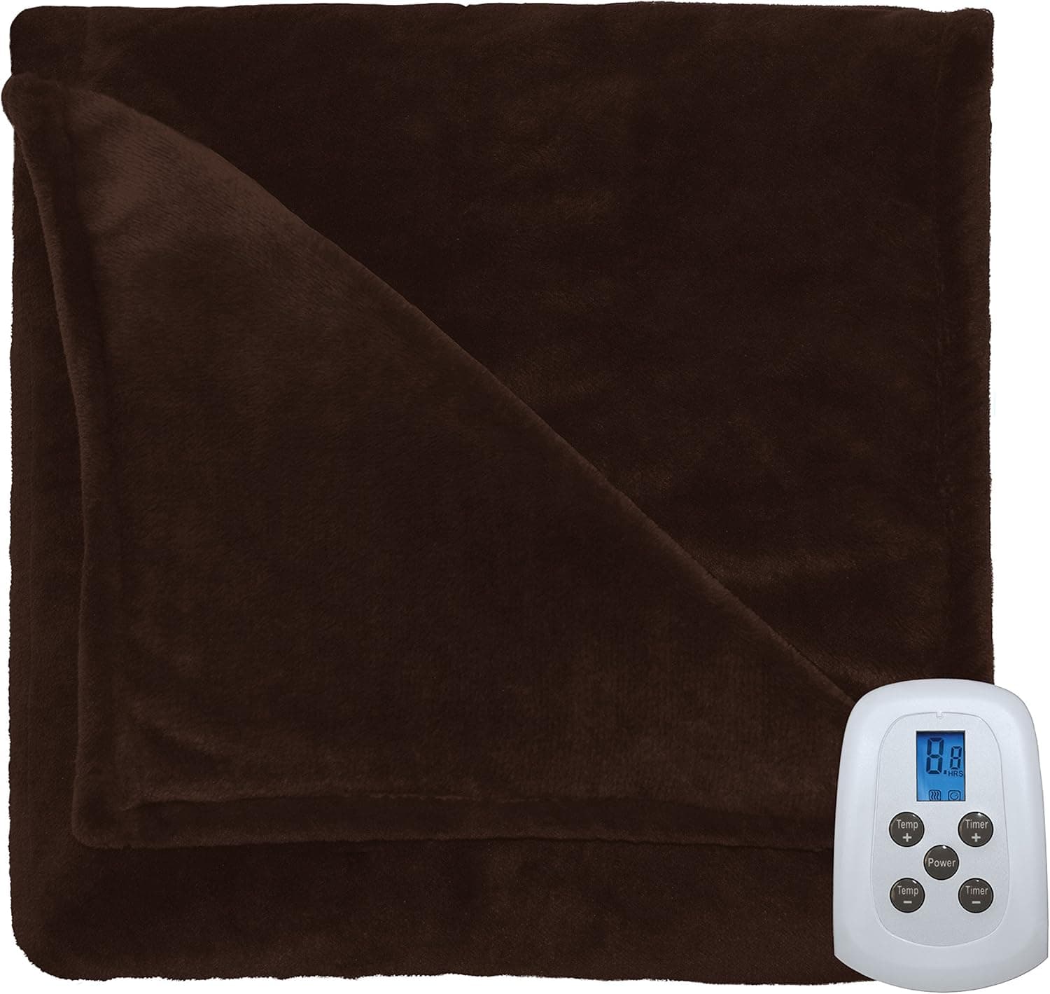 Serta 857532 Silky Plush Blanket with Programmable Digital Controller, Full, Chocolate