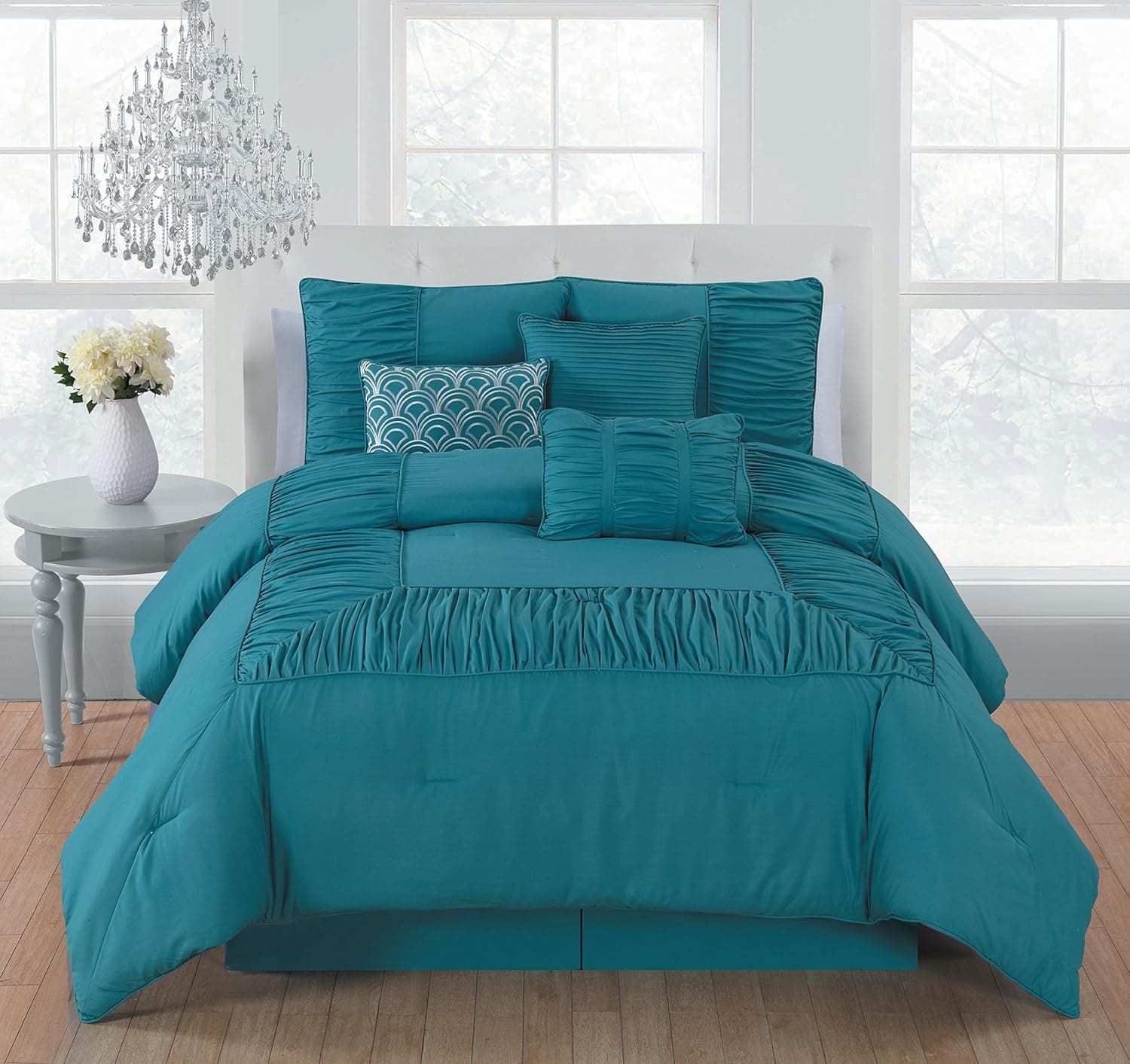 Avondale Manor Jules 7 Piece Comforter Set, Teal, King
