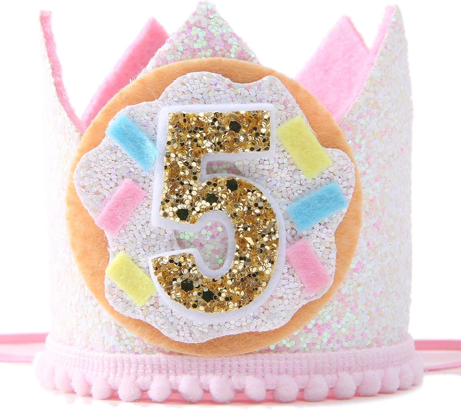 Fifth Birthday Hat for Donut Party - Donut 5th Birthday Crown for Photo Booth Props and Backdrop Cake Smash, Best Donut Party Supplies for Kids